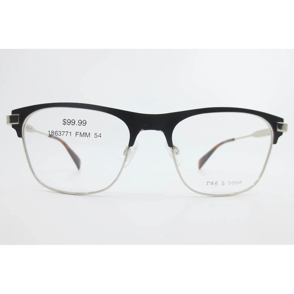 Rag & Bone RNB7063/G RHL Black Silver Eyeglass Frames 54-19-145 Demo Lenses